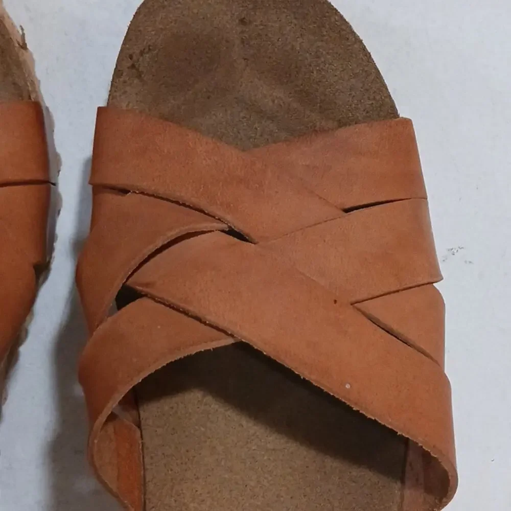 Anna Fidanza Tan Leather Cork Wedge Anthropologie sz 39